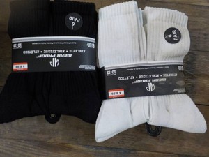 12 pair Wear Proof WhiteBlack Athletic Socks size 10-13