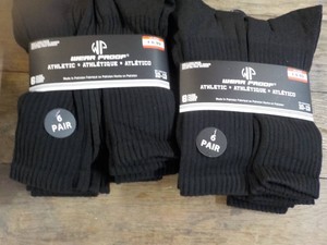 12 pair Black Wear Proof Athletic Stockings size 10-13