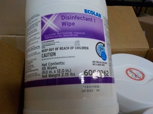 6 Ecolab Disinfectant Wipes 85 each