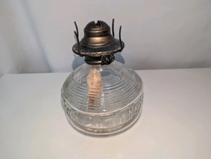 Vintage clear glass oil lamp