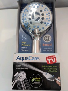 NIB AquaCare High Pressure 8-Mode Handheld Shower Head