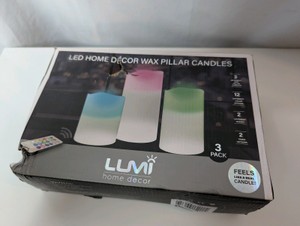 NIB Lumi Home Decor LED Wax Pillar Candles (3-Pack), Damaged Box