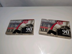 (2) NIB Sealed Maxell XLII 90 High Bias (Type II) blank audio cassette tapes