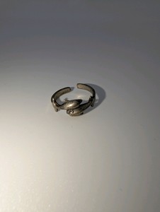 Vintage adjustable 925 sterling silver twin dolphin ring