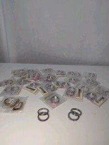 NIB (55) Pink and Purple Rhinestone Womens Rings, Various Sizes, Reseller Lot