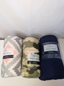 (3) NWT Mainstays Fleece Throw Blankets