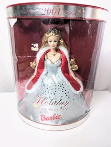 NIB Special Edition 2001 Holiday Celebration Barbie doll by Mattel (Model 50304), Damaged Box, Missing Bottom