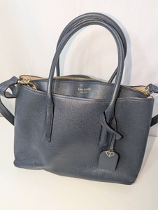 Dark navy blue textured leather Kate Spade New York Margaux Satchel