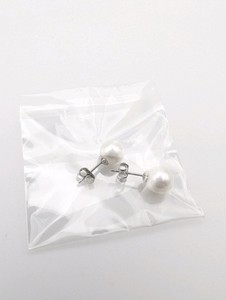 New white pearl stud earrings with 925 sterling silver posts and backs