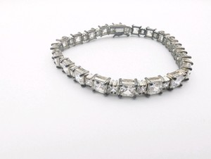 Classic princess-cut cubic zirconia 925 sterling silver tennis bracelet, 8
