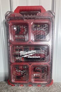 Milwaukee PACKOUT 5-Compartment Low-Profile Compact Small Parts Organizer FULL of Shockwave Impact Duty Alloy Steel Screw Driver Bits