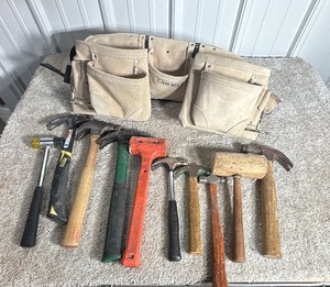 Large Lot of Hammers & Tool Belt
