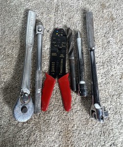 Lot of Miscellaneous Tools 12in & 38in Breaker Bars, 12in Rachet, Wire Strippers, Drill Bit