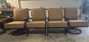 Set of 4 Patio Chairs (2 Swivel, 2 Standard) with Cushions