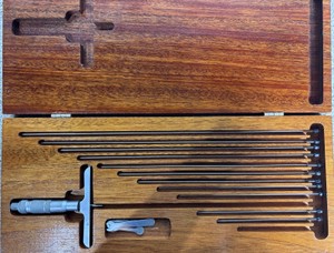 Brown & Sharpe Depth Micrometer Set wInterchangeable Measuring Rods in Wooden Case
