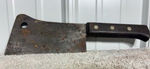 Vintage Carbon Steel Meat Cleaver - 7in