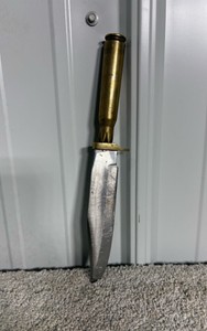 Handmade Knife wHandle Crafted from Bullet Shell Casing - 10in