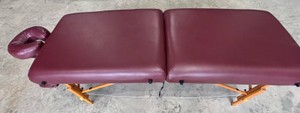 LifeGear Portable Massage Table with Carrying Case - Burgundy wWood Frame