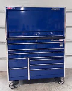 Snap-On 54 Masters Series Toolbox - XL WorkCenter, Nine-Drawer Double Bank Roll Cab wBed Linner PowerTop (Midnight Blue)
