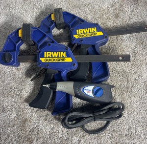 Lot of Miscellaneous Tools Two Irwin Quick-Grip Bar Clamps and Dremel Electric Engraver