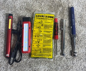 Milwaukee & MAC Tool Flashlights, 2 Extendable Magnets, MAC Tool Screwdriver, Grease Gun Couple Rebuild Kit