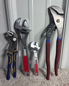 Lot of Wrenches & Channel Locks Two Milwaukee Adjustable Wrenches, Irwin Vise-Grip Groove Lock Pliers, Crescent Tonge & Groove Pliers
