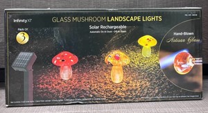 Infinity X1 Glass Solar Mushroom Landscape Lights - 3 Pk