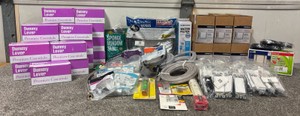Large Lot of Home Improvement Items Outlets, Switches, Dryer Cords, Washer Hoses, Faucet Lines, Dummy Door Handles & More