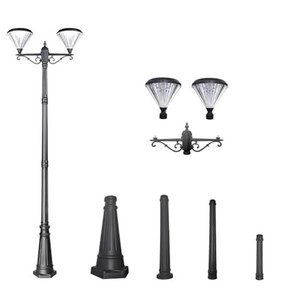 $210 SINGLE HEAD TIERONE 7.5FT LED Post Solar Light Dusk to Dawn Landscape Pathway Dual-Head Pole Light IP65 Waterproof 3000K Warm White Outdoor Street Lights for Lawn Patio Yard Pathway Garden