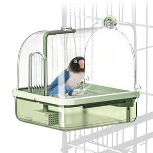 Automatic Bird Baths for Cage,Automatic Parakeet Bath with Pump, Filter,Indoor Bird Shower with Running Water,for Pet Birds Conure Budgies Cockatiels Lovebird(Green)