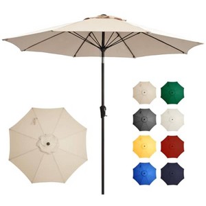Ayge 9 FT Patio Umbrella Outdoor Table Umbrella Fiberglass Frame Beige