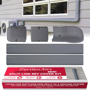 Ductless HVAC Mini Split Line Set Cover - Paintable Kit (Gray, 3 x 7.5 ft)