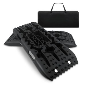 ROBLOCK Off-Road Traction Boards with Jack Lift Base and Carry Bag, 27.1 Reinforced Recovery Boards Offroad on Sand, Mud, Snow, Portable Overlanding Gear for 4WD, Truck, Jeep, RV, SUV, Black, 2 Pack
