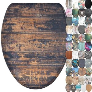 Sanilo Wooden Toilet Seat with Quick Release & Soft Close ELONGATED Decorative & Slow Close Molded Wood Seat - With One Click for Easy Installation & Cleaning - With Adjustable Fit (Vintage)