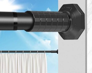 Shower Curtain Rods Tension No Drill, Adjustable 51-128 In, Black