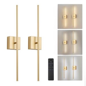 $120 KARTOOSH Rechargeable Wall Sconces Battery Operated Set of 2, 28.3in Gold