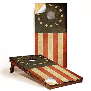 GRAPHIX EXPRESS - C290 Betsy Ross Distressed American Flag - Patriotic Cornhole Board Wrap - Laminated Weatherproof Vinyl Decal - Easy Bubble-Free Application - Stickers Dimensions 2 x 4 - Set of 2