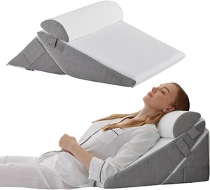 Bedluxe Wedge Pillow Set for After Surgery, Orthopedic Bed Wedge WhiteGrey