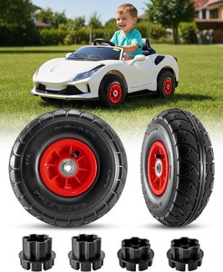 10 Rubber Tires Wheels for Power Wheel Ride-On Car, Bearing Upgrade Kit