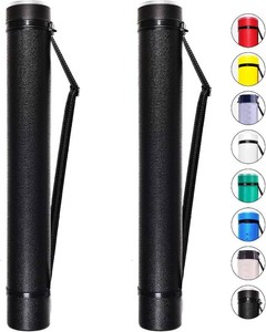 CalPalmy 2-Pack Extendable Poster Tubes Expand from 24.5 to 40 with Shoulder Strap  Carry Documents, Blueprints, Drawings and Art  Black Portable Durable Round Storage Cases with Lids and Labels