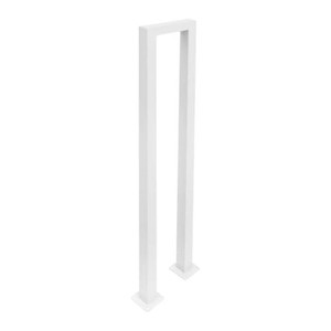 White U-Shaped Outdoor Stair Handrail, Heavy Duty Metal Step Grab Bar, Anti-Rust Floor Mount Railing for Porch Stairs Safety Support