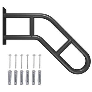 Wall Mount Hand Rails for Outdoor or Indoor Steps Stair Railing Metal Heavy Duty Non-Slip 1-3 Step Safe Bars U-Shape Safety Handle Powder Coated Grab Porch Courtyard Doorways Black 23in