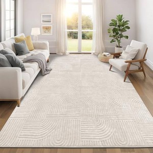$176 Pauwer 9x12 Area Rugs for Living Room, Modern Non Slip Washable Rug, Beige