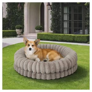 BALANCE Luxury Donut Dog Bed, 30 Inches Round Dog Bed Medium Size Dogs Washable, Orthopedic Calming Dogs Bed for Pets with Anti-Slip Bottom, Oatmeal