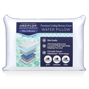$129 Mediflow Water Pillow - Elite Collection, Cooling Gel Memory Foam. Orthopedic for Neck Pain Relief, Adjustable Water Pillow for Sleeping. (Single Pack)