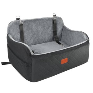 Lealchum Dog Car Seat Up to 55lb,2 Clip-On Safety Adjustable Leashs Car Dog Bed for 2 Small Dogs,Fully Detachable and Washable Pet Car Seat with 2 Storage Pockets,Easy to Install(BlackGrey, Large)