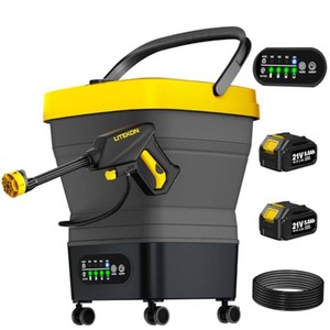 $200 Litekon Portable Cordless Washer, 2x5.0Ah Battery, 4 Adjustable Model with 4.5Gal Tank 10FT Hose, 6-in-1 Nozzle for Car Washer,Patio,Camping