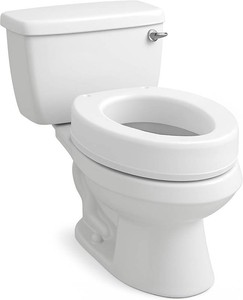 Carex Toilet Seat Riser, Elongated Raised Toilet Seat Adds 3.5 inches to Toilet Height, Assists with Bending or Sitting, Bolt-On Installation Under Existing Toilet Seat, 300 Pound Weight Capacity