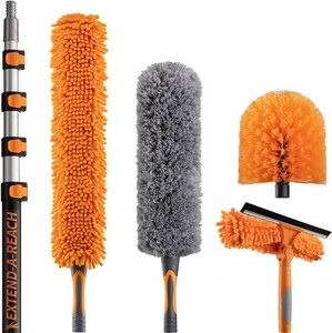 24 Foot High Reach Duster Kit with 5-18 ft Extension Pole for Cleaning