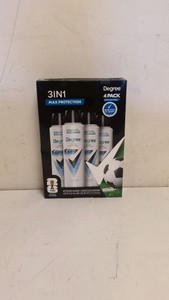 NEW DEGREE 3 IN 1 MAX PROTECTION 4 PACK SPRAY